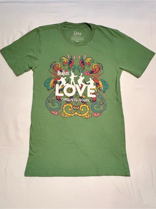 Tops - The Beatles LOVE Cirque du Soleil Green Graphic Tee XS